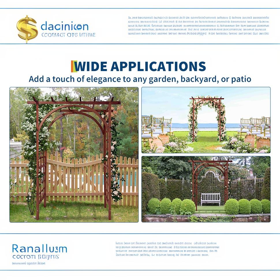 Garvee 85-Inch Wooden Garden Arbor Trellis, Fir Wood Pergola Arch for Climbing Plants, Wedding, Patio, Lawn & Backyard, Teak, Arched & Flat Top