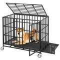 Garvee 36 Inch Heavy Duty Dog Crate, Escape-Proof Steel Dog Kennel Indoor with 3 Doors, Removable Tray, Large Metal Dog Cage with Wheels for Large and Medium Dogs, Black
