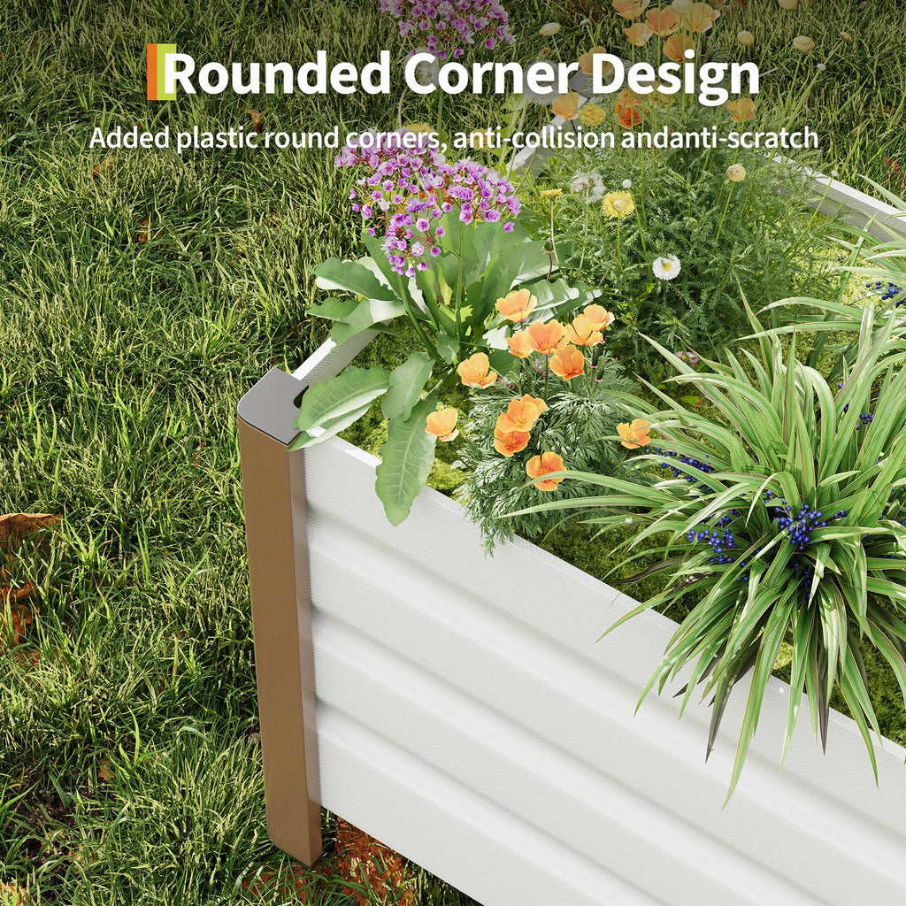 Garvee 39" Aluminum Raised Garden Bed, 18" Deep Rustproof Planter Box with Drainage Holes & Rounded Edges for Patio, Balcony & Garden, Beige