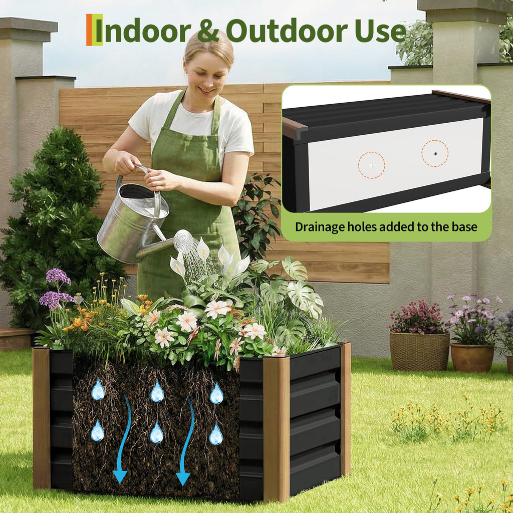 Garvee 2' × 1.3' × 1.5' Aluminum Raised Garden Bed, Deep Planter Box with Drainage Holes, Gray