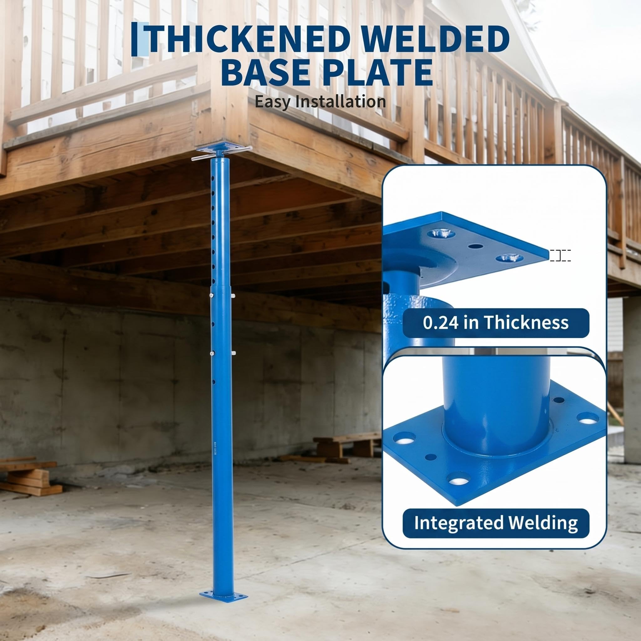 Garvee Heavy Duty Adjustable House Floor Jack Posts, 2 Pack - 53-93in Height, 18,000 lbs Capacity - Basement Joist Beam Leveling & Lifting Support for Construction, Blue, 53-93in