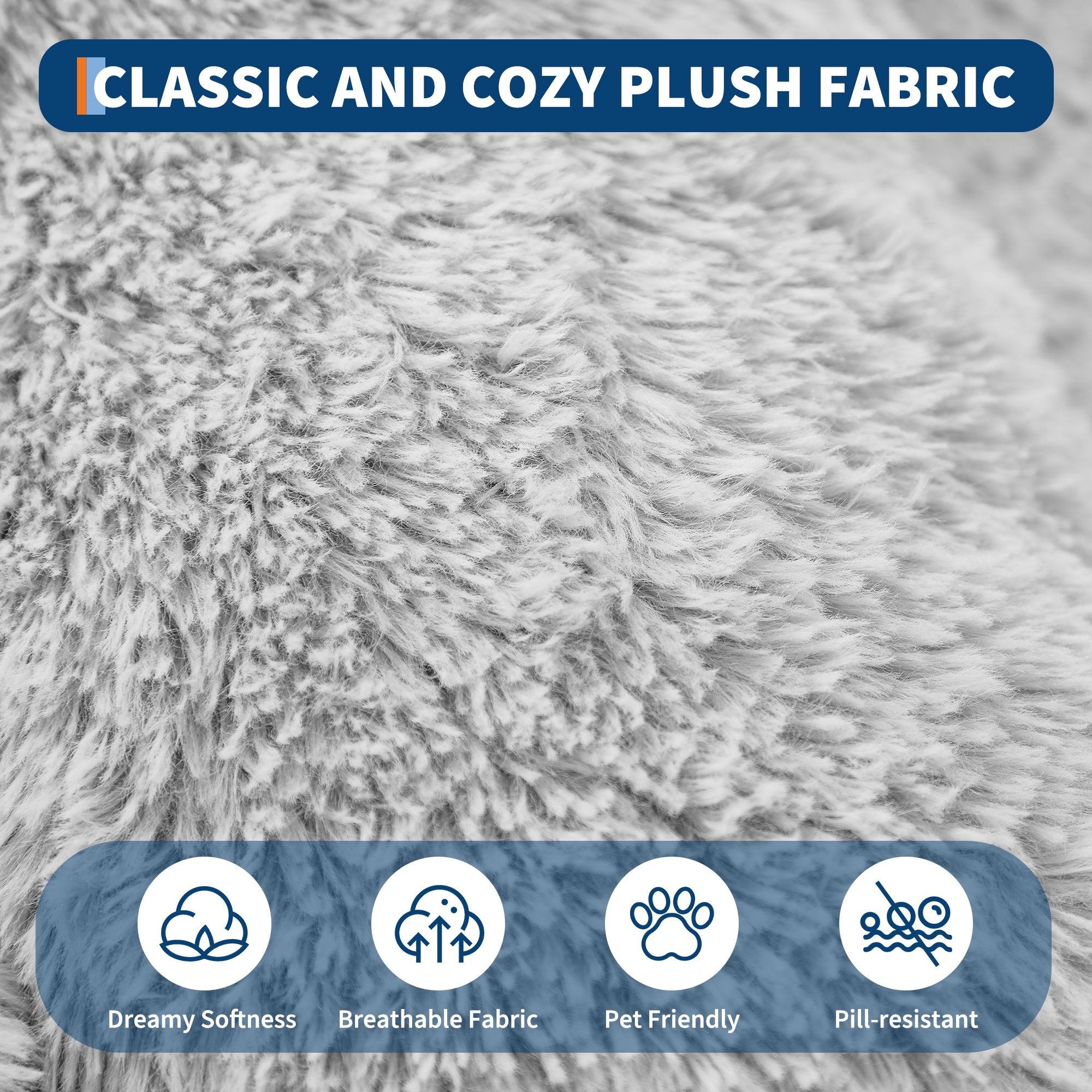 Garvee Orthopedic Soft Faux Fur Human Dog Bed for Adults & Pets – Large 67"x43"x8" Lounger, Egg Crate Foam, Removable Pillow, Side Pocket, Handle, Washable Cover, Cozy Floor Bed, White Grey