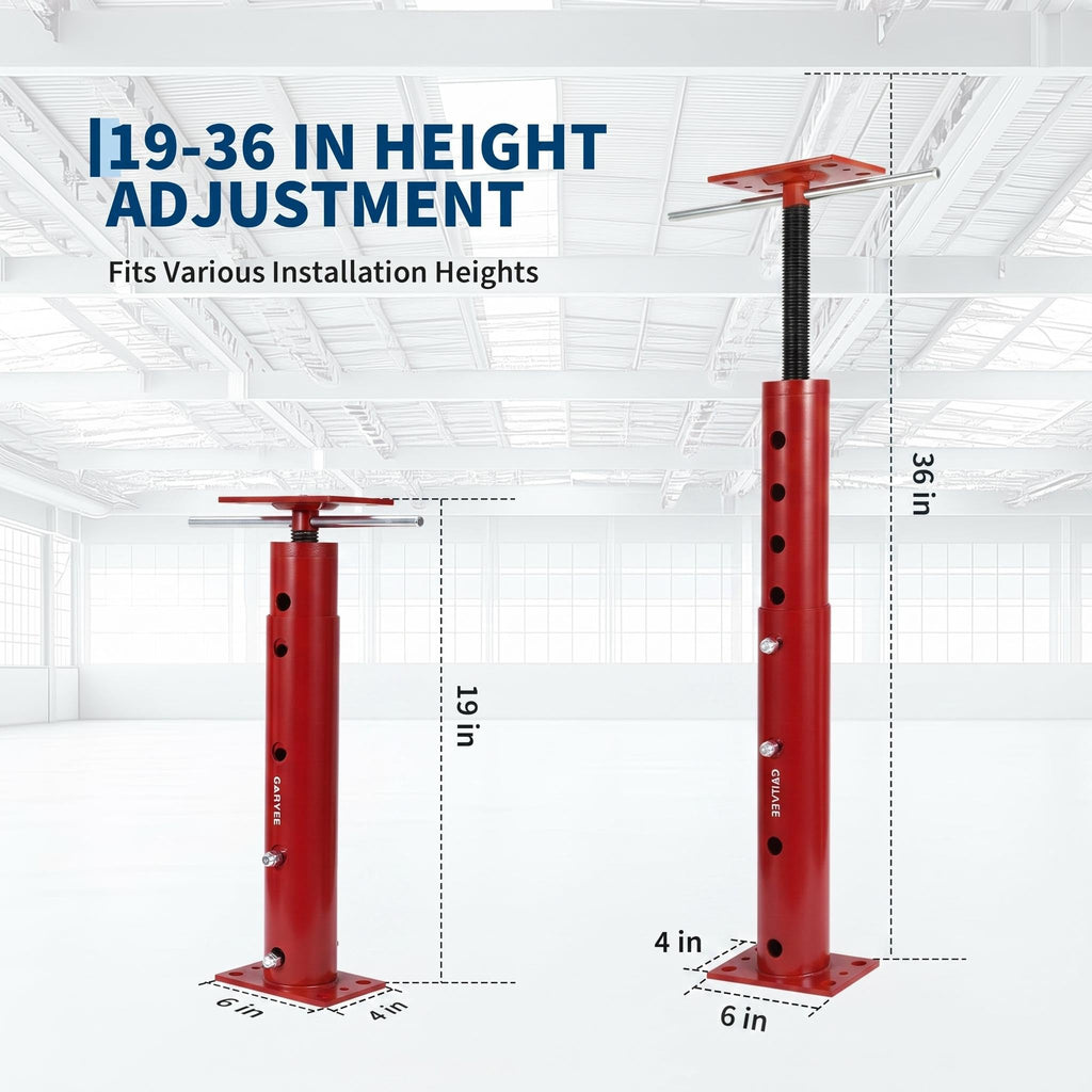 Garvee Adjustable Heavy Duty Floor Jack Post, 2 Pack – 19-36in Height, 18,000 lbs Capacity, Telescopic Steel Support for Leveling and Lifting, Permanent Basement Joist Stabilizer - Red, 19-36in