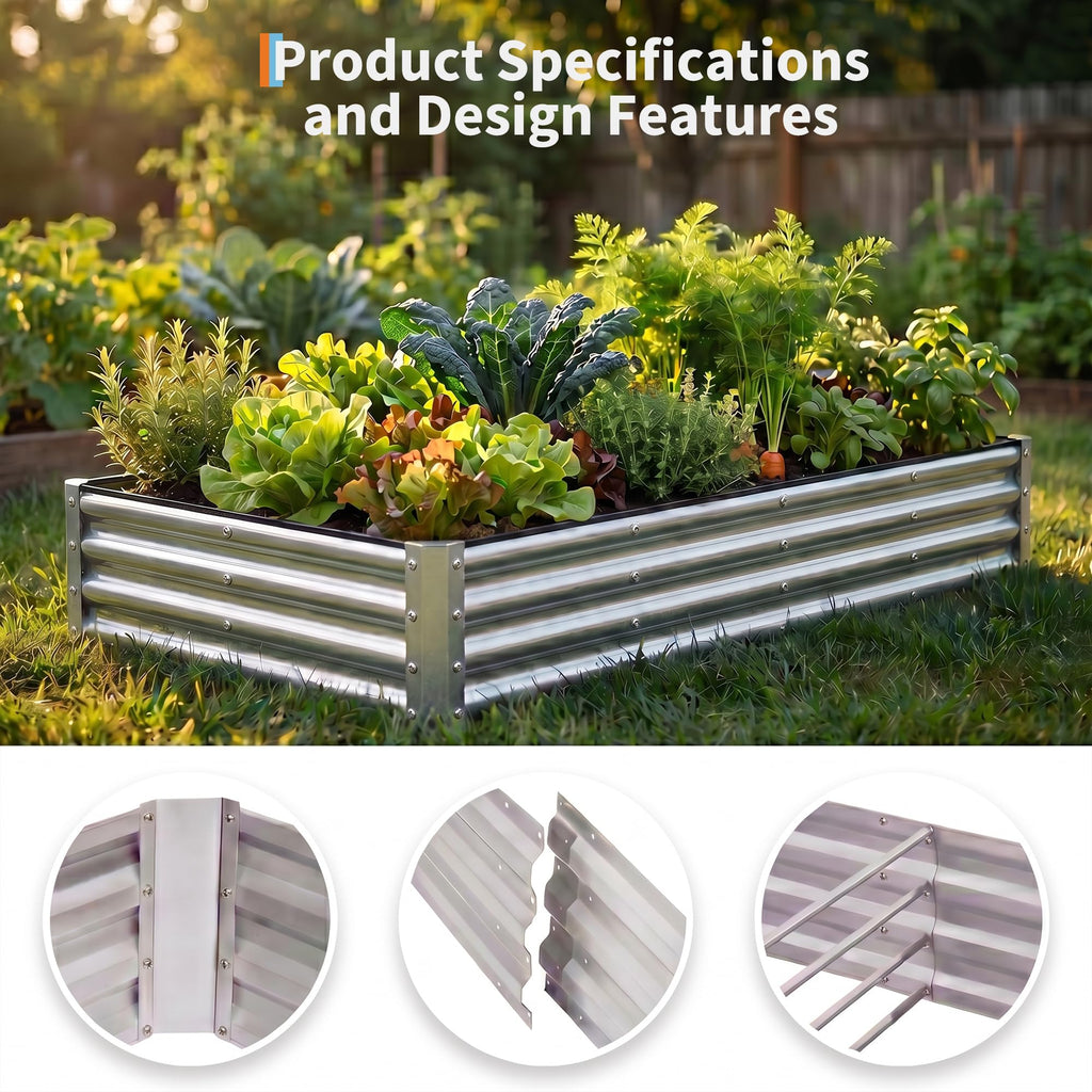 Garvee 2 Pack Tall 6 x 3 Ft Galvanized Steel Raised Garden Bed, Outdoor Above Ground Planter Box for Vegetables and Flowers, Metal Raised Bed for Gardening