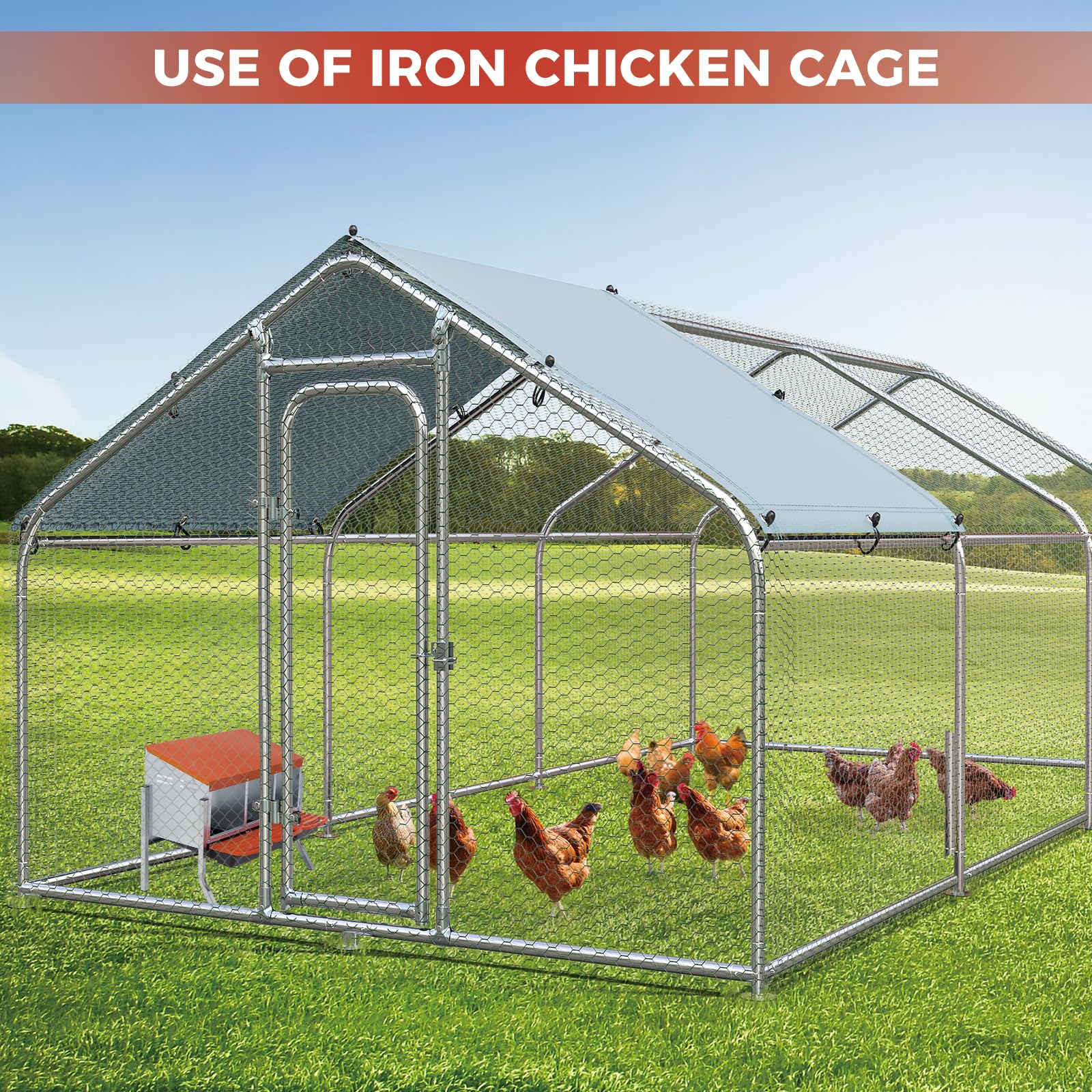 Garvee Chicken Nesting Boxes, 3 Hole with Legs Metal Wall Mount Roll Away Nest with Removable Trays and Roll Out Egg Collection for Chicken Coop
