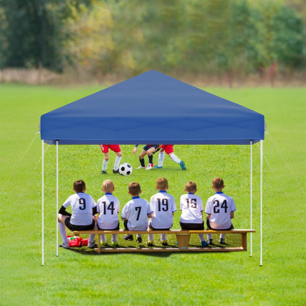 Garvee 10x10FT Pop Up Canopy Tent – Heavy Duty Outdoor Storage Shelter, Adjustable Height, One-Button Easy Setup, Sidewall – Great for Camping, Parties, Beach – Blue