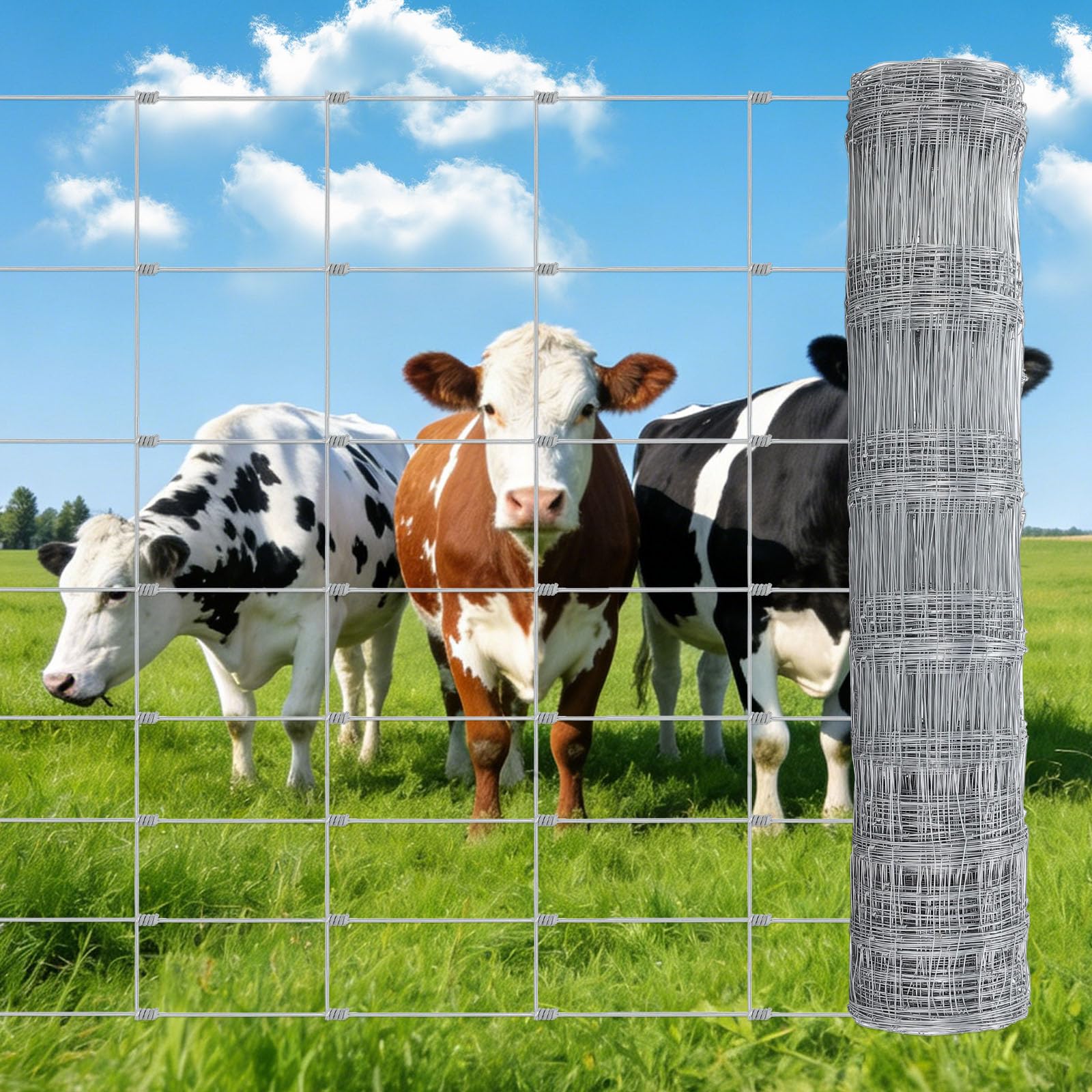 Garvee Farm Fence 4x164 ft, High Strength Galvanized Cattle Fence, Heavy Zinc Coating Wire Fence for Hog, Deer, Goat, Sheep, Weather Resistance, Perfect for Livestock, Animal, Yard, Garden Pr