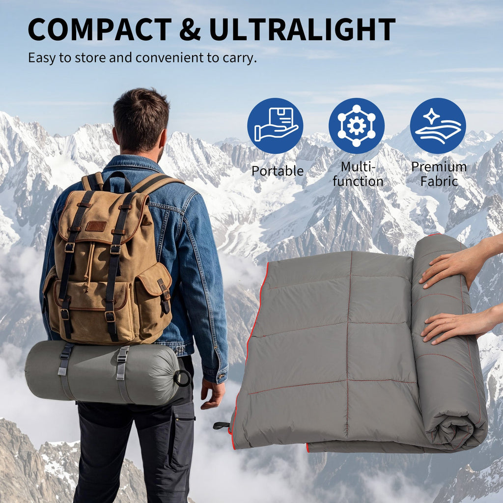 Garvee Multi-Function Camping Blanket - Ultralight Convertible Sleeping Bag & Warm Blanket 79x55 Inch Waterproof for Outdoor Camping, Hiking & Travel