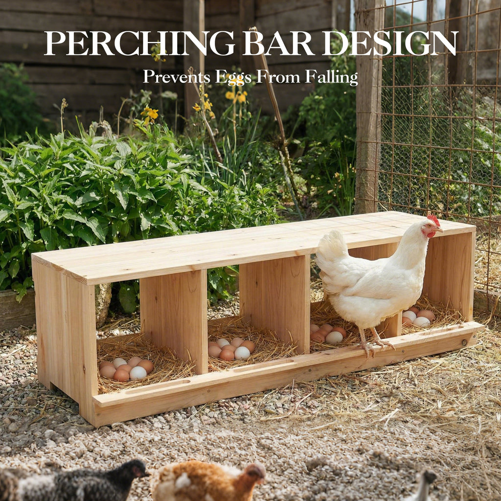 Garvee Heavy Duty Wooden Chicken Nesting Box for Poultry Coops – 4-Compartment Single Layer – Easy Assembly – Secure Egg Collection – Ideal for Hens, Chickens, Ducks – Durable Construction – Specs: Single Layer, 4 Compartments