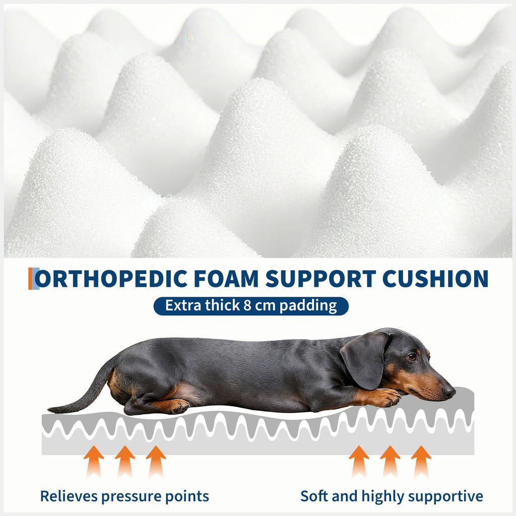 Garvee Orthopedic Memory Foam Dog Bed for Adults & Large Dogs – Oversized Calming Bean Bag Couch, Washable Faux Fur Cover, Side Pocket, Waterproof, Relaxing Nap Bed for Bedroom or Office – Light Gray