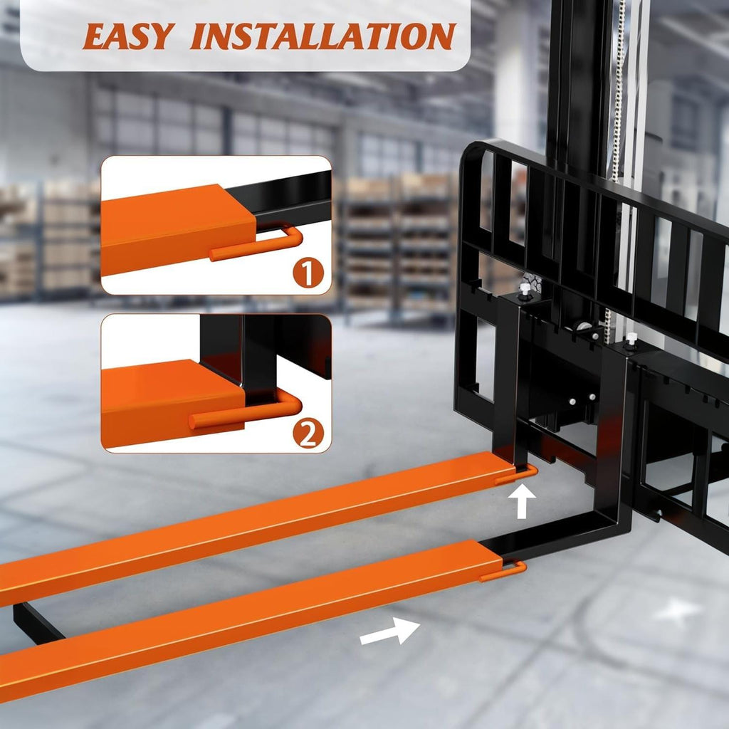 Garvee 60" × 4.5" Forklift Extensions, 4600 lb Steel Pallet Fork Sleeves for Warehouse and Farm