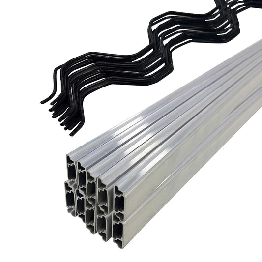 Garvee 20-Set 6.6 ft Greenhouse Spring Wire and Lock Channel Kit, 1 mm Aluminum U-Channels with PVC-Coated Wires for Poly Film, Shade Cloth and Netting