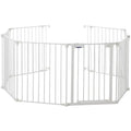 Garvee Adjustable Metal Pet Safety Gate 8-Panels, 29" High Collapsible Playpen with Lockable Door, Portable Indoor/Outdoor Barrier for Stairs, Doorways, RV, Camping, Yard, Garden, White