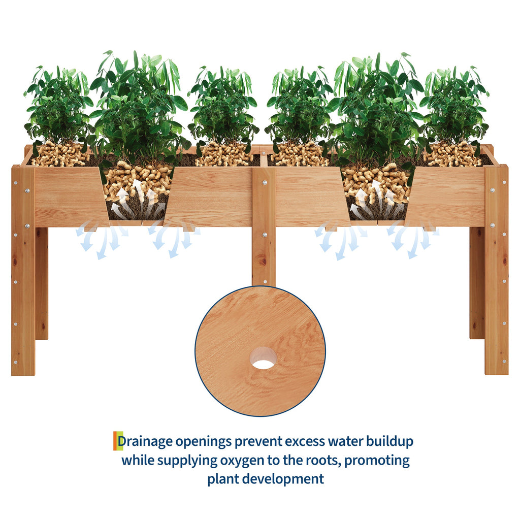 Garvee 72" x 23" x 30" Large Wooden Raised Garden Bed with Legs & Hooks, Elevated Fir Wood Planter Box with Non-Woven Liner, Ergonomic Outdoor Planter for Vegetables, Herbs, Flowers, Patio & Backyard, Oak