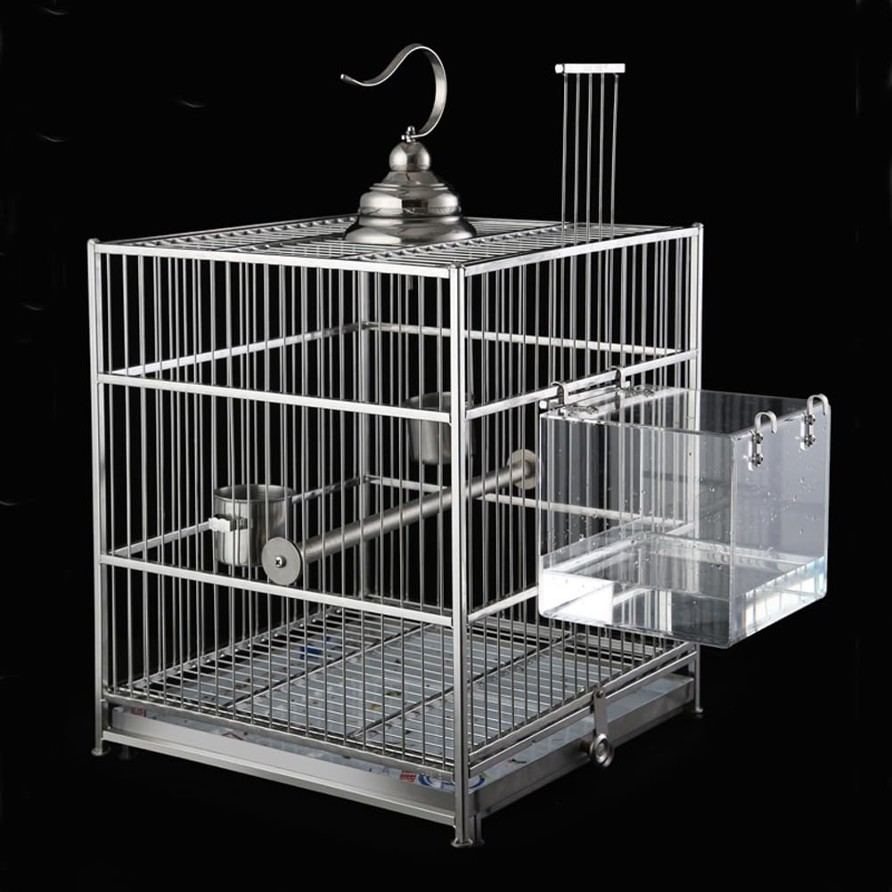 Garvee Large Transparent Acrylic Bird Bath Box – Hanging Leak-Proof Water Tub with Hook – Bird Cage Accessory for Parrot, Cockatiel, Parakeet – Large Size