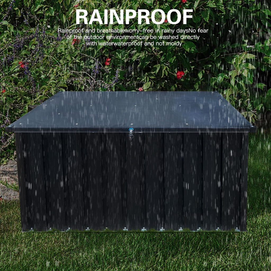 Garvee 180 Gallon Metal Outdoor Storage Box, Waterproof UV-Resistant Deck Box with Lockable Lid for Patio Furniture Cushions & Garden Tools
