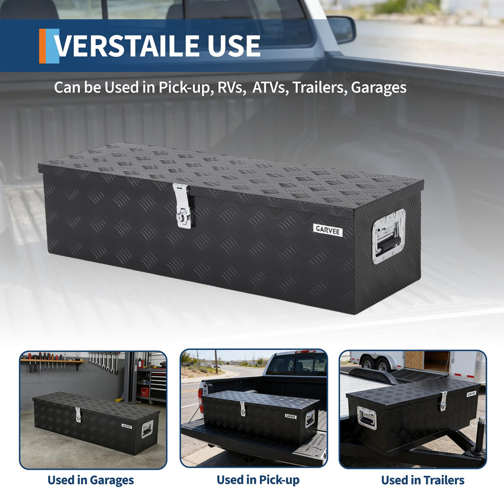 Garvee 39"X13"X10" Aluminum Truck Bed Tool Box with Lock and Keys, Heavy Duty Diamond Plate, Weather-Resistant, Side Handles, 39x13x10 in, Black, for Pickup Trucks and Trailers