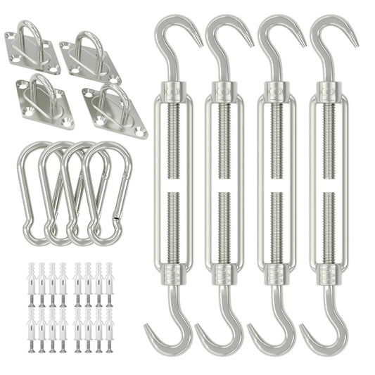 Garvee Sun Shade Sail Hardware Kit 6 Inch for Rectangle Shade Sail Install, Stainless Steel Shade Sail Fixing Accessories for Outdoor Patio Canopy Garden, Heavy Duty Awning Attachment Set (40 Pcs)