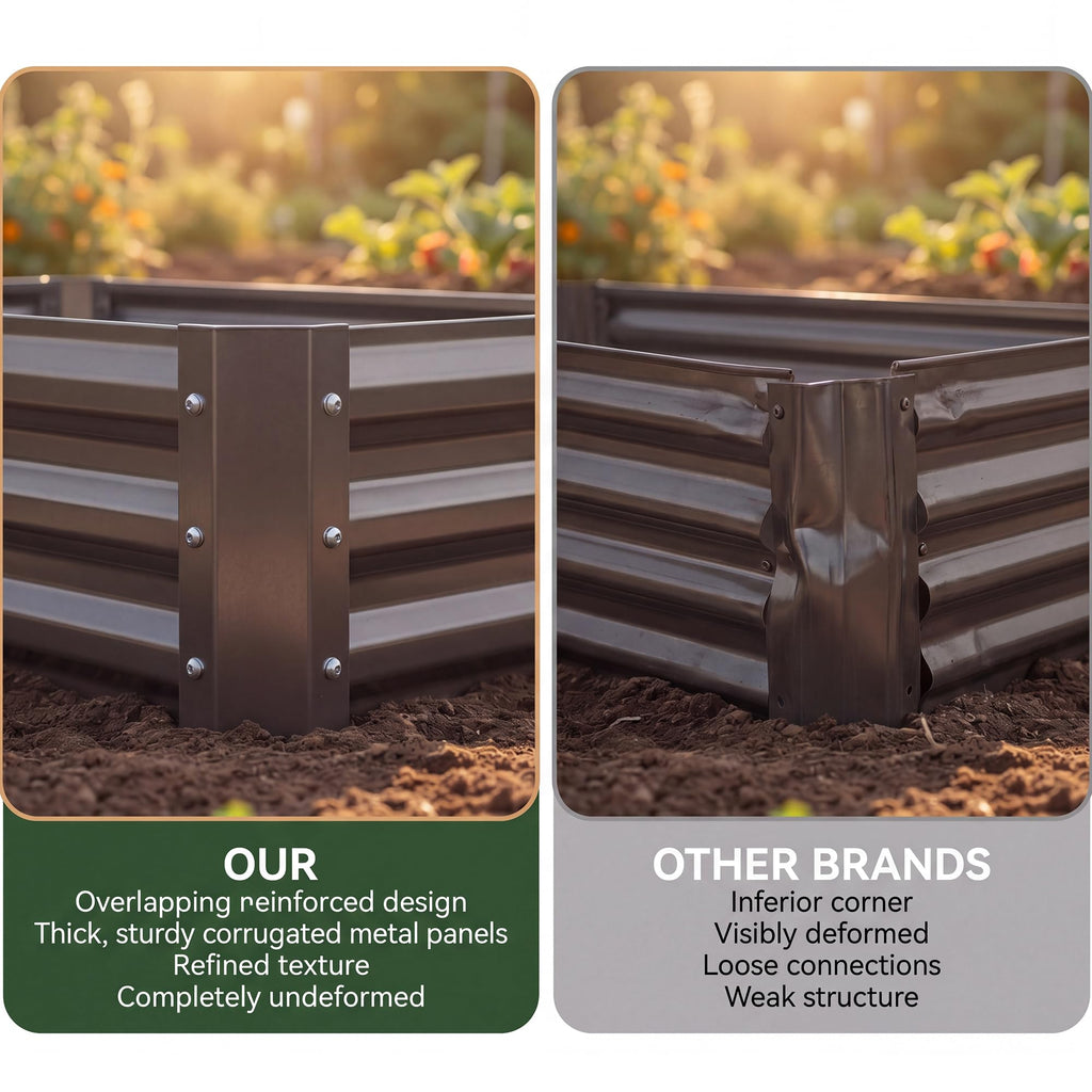 Garvee 2 Pack Tall 6 x 3 Ft Galvanized Steel Raised Garden Bed, Outdoor Above Ground Planter Box for Vegetables and Flowers, Metal Raised Bed for Gardening