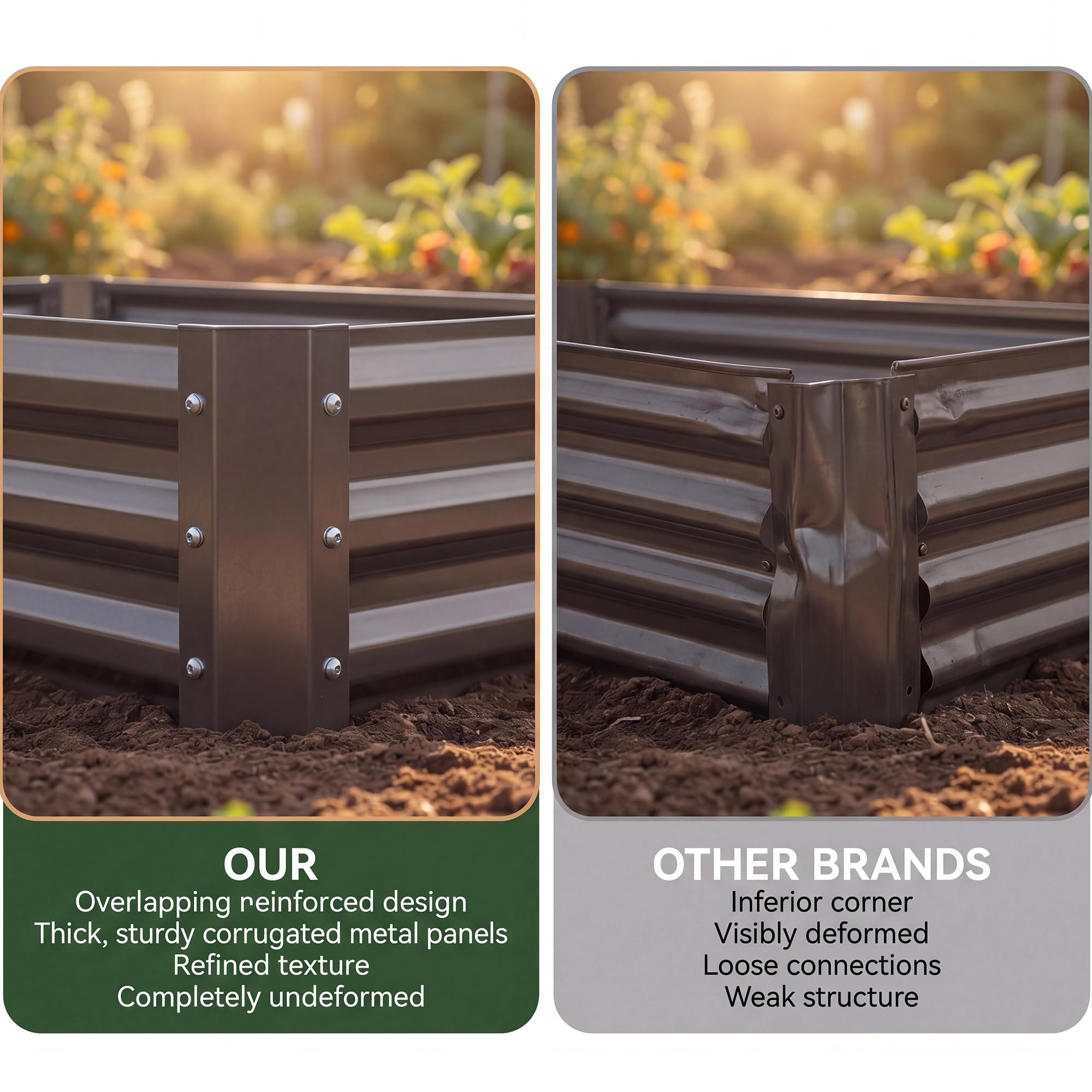 Garvee 2 Pack Tall 6 x 3 Ft Galvanized Steel Raised Garden Bed, Outdoor Above Ground Planter Box for Vegetables and Flowers, Metal Raised Bed for Gardening