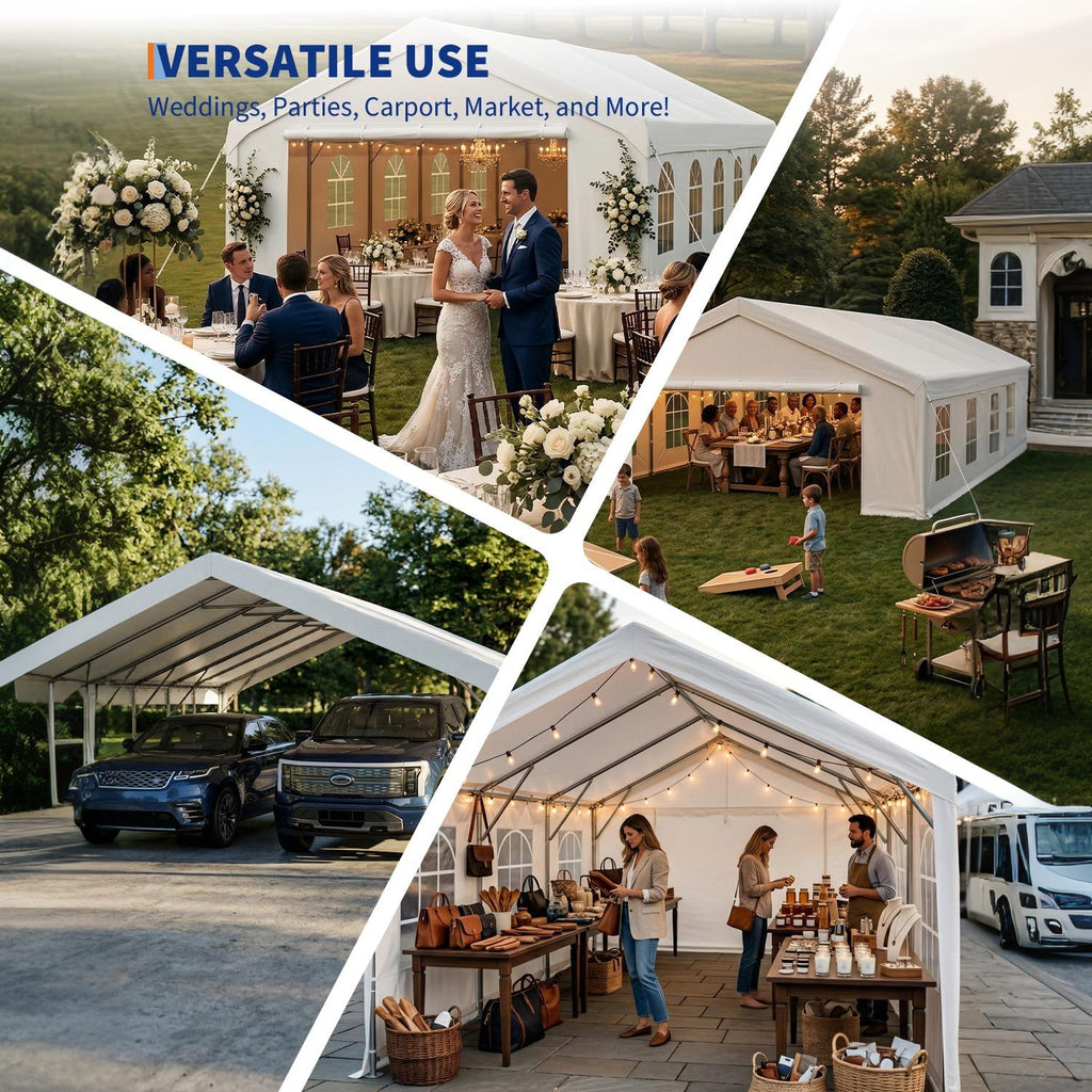 Garvee Party Tent 20×40 ft, 800 sq ft 160g PE Canopy, Galvanized Steel Frame with Mesh Screens & Roll-Up Doors for Weddings Events