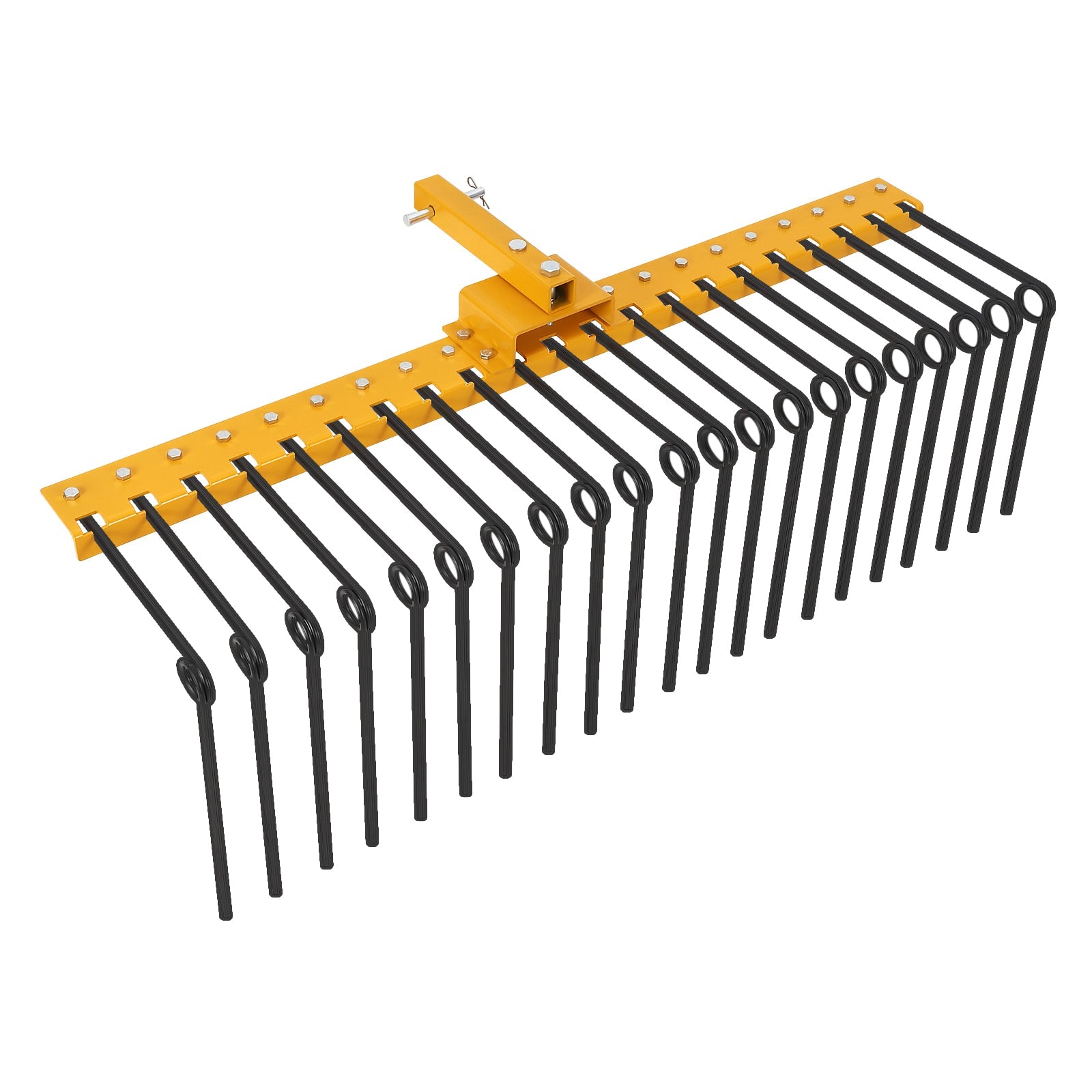 Garvee 48-Inch Tow-Behind Pine Straw Landscape Rake, Heavy-Duty Alloy Steel Tow Lawn Rake with 17 Replaceable Heat-Treated Tines, 2-Inch Receiver Hitch Attachment for UTV, ATV, and Lawn Tractors