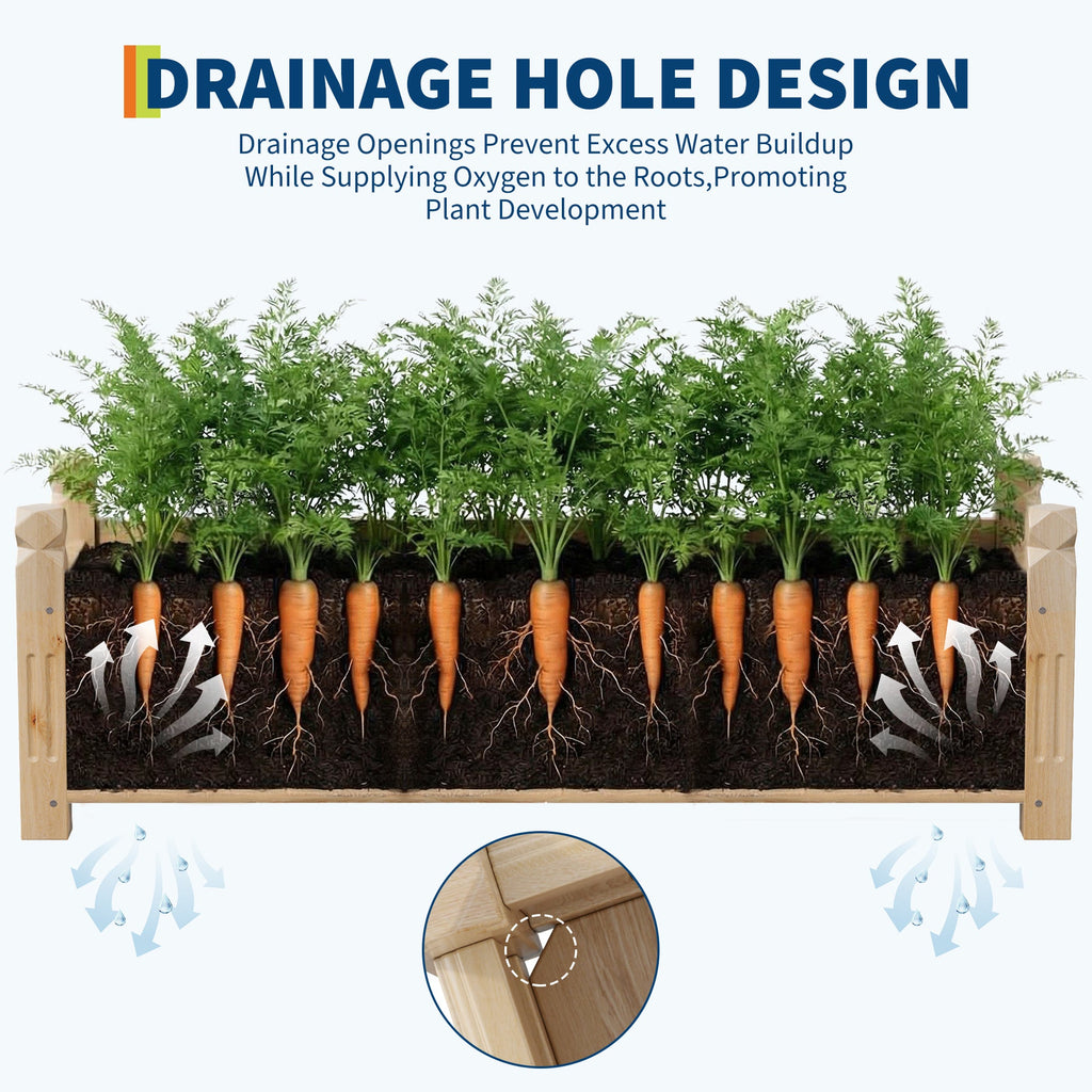 Garvee 43" x 15" x 13" Sturdy Fir Wood Raised Garden Bed – Large Rectangular Outdoor Planter Box for Vegetables, Herbs, Flowers – Easy Tool-Included Assembly, Ideal for Patio, Balcony, Backyard, Yellow