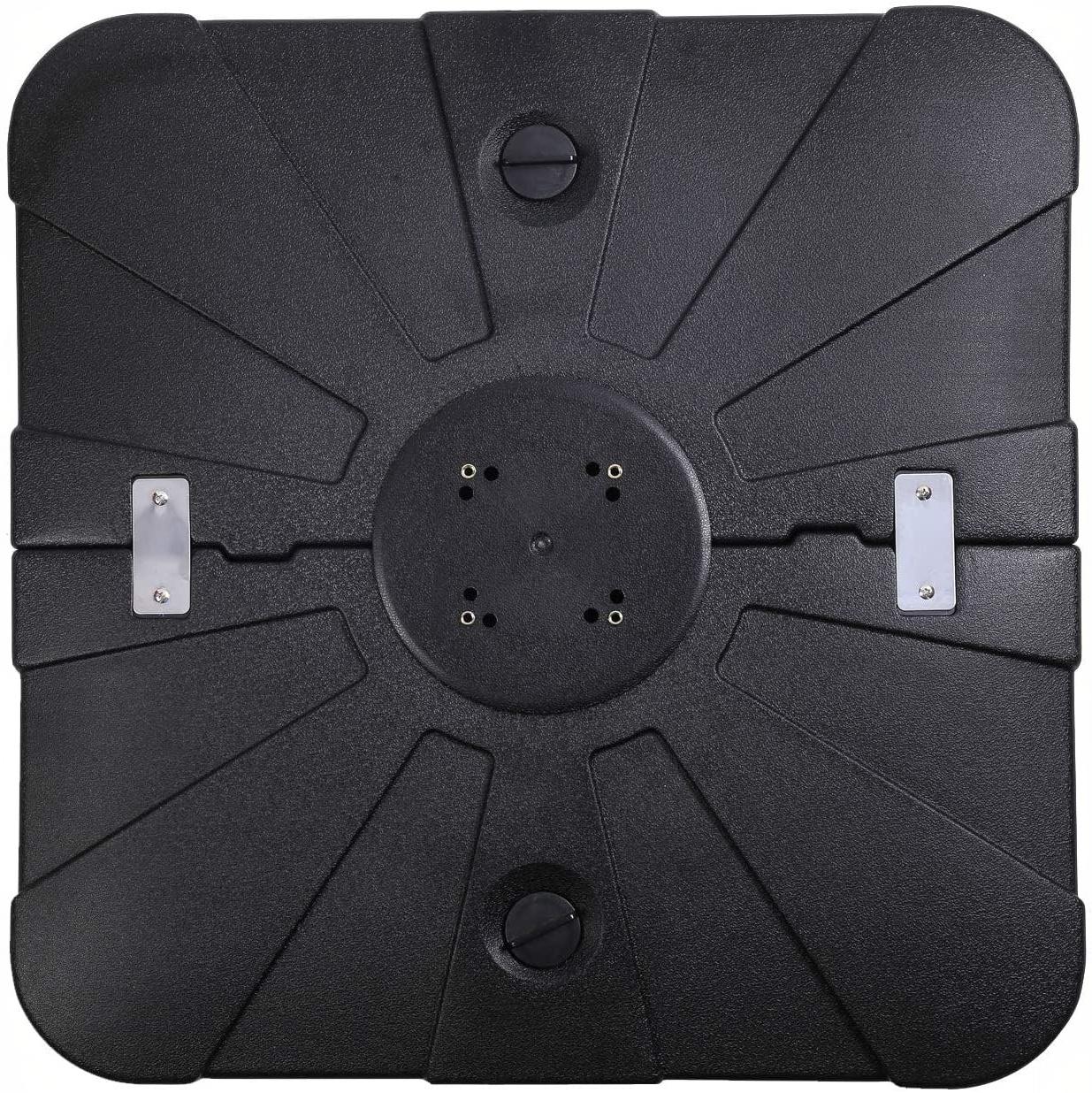 Garvee 130L Outdoor Patio Umbrella Base with Wheels, HDPE Sand & Water Filled Umbrella Stand, Stable Square Base for Garden, Patio & Deck, Black