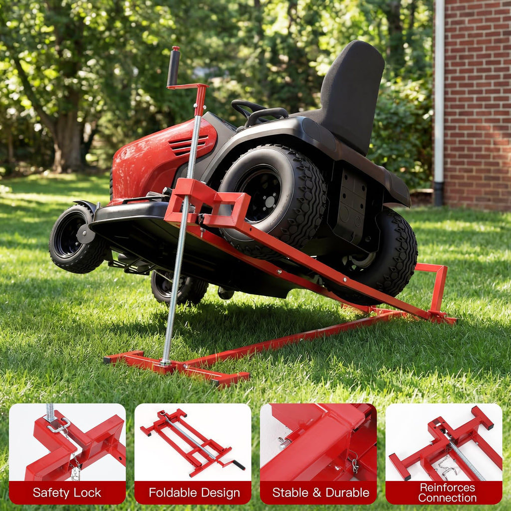 Garvee 880 lb Heavy Duty Lawn Tractor Lift Jack, Manual Crank Mower Lift for Riding Mowers and ATVs