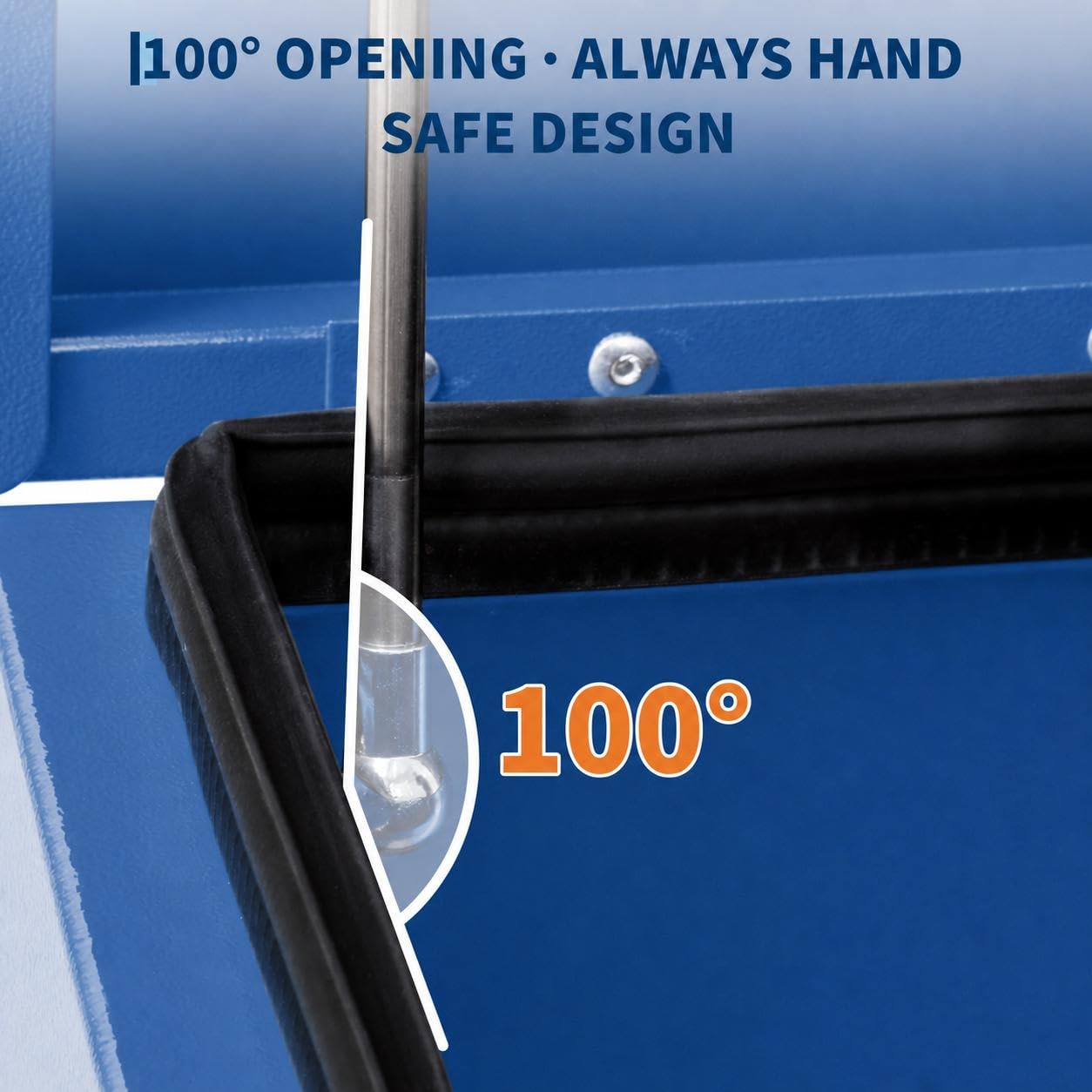 Garvee 36"X16"X14" Heavy Duty Lockable Steel Truck Bed Toolbox – Dual Lids, Weatherproof Powder-Coated, Front & Side Handles, Gas Struts, for Pickup, RV, Trailer, Blue