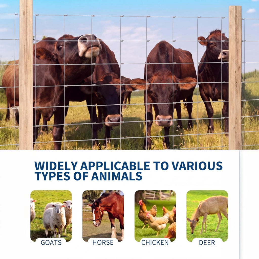 Garvee Heavy Duty 12 Gauge Livestock Fence, 5' × 164' Galvanized Field Fencing for Cattle and Goats