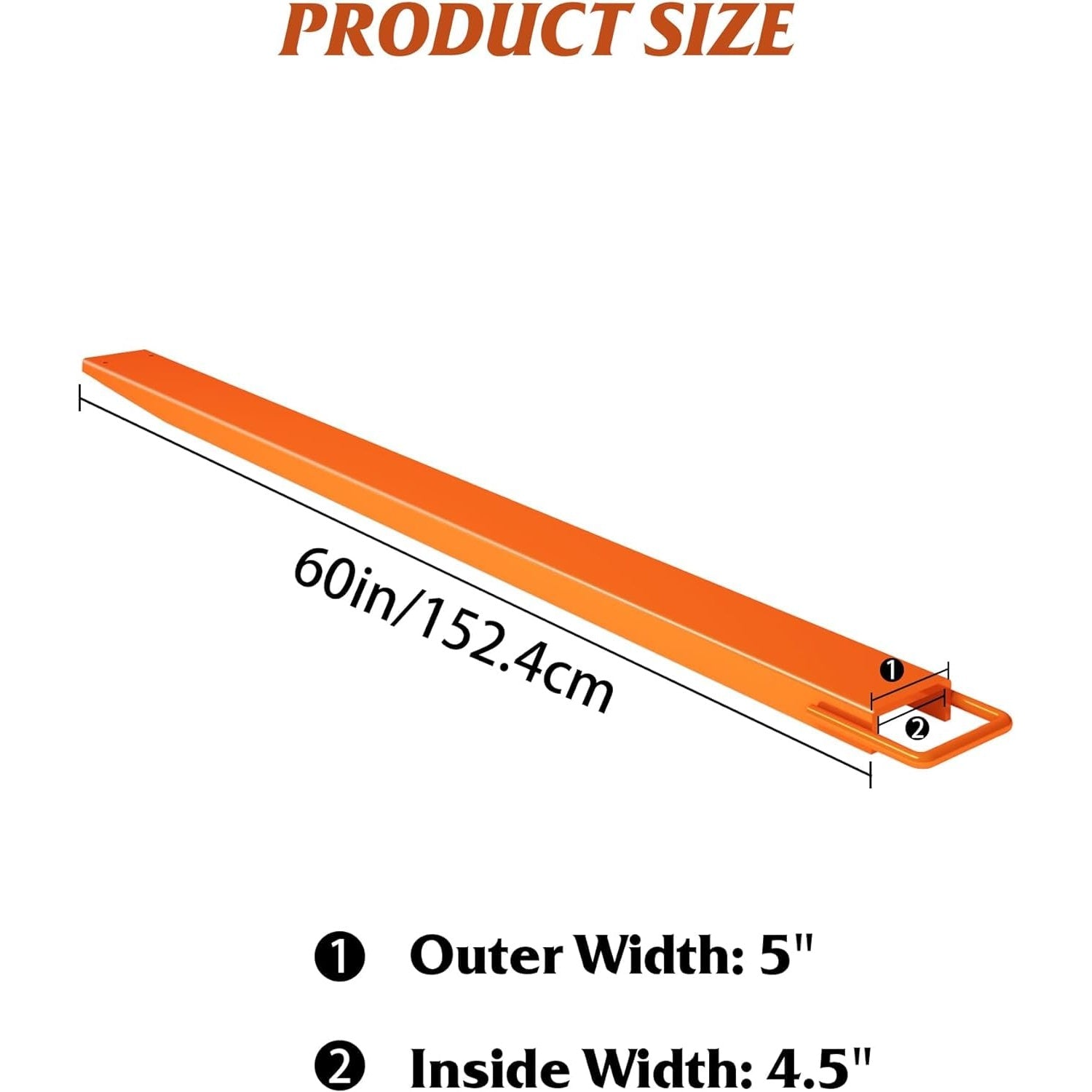 Garvee 60" × 4.5" Forklift Extensions, 4600 lb Steel Pallet Fork Sleeves for Warehouse and Farm