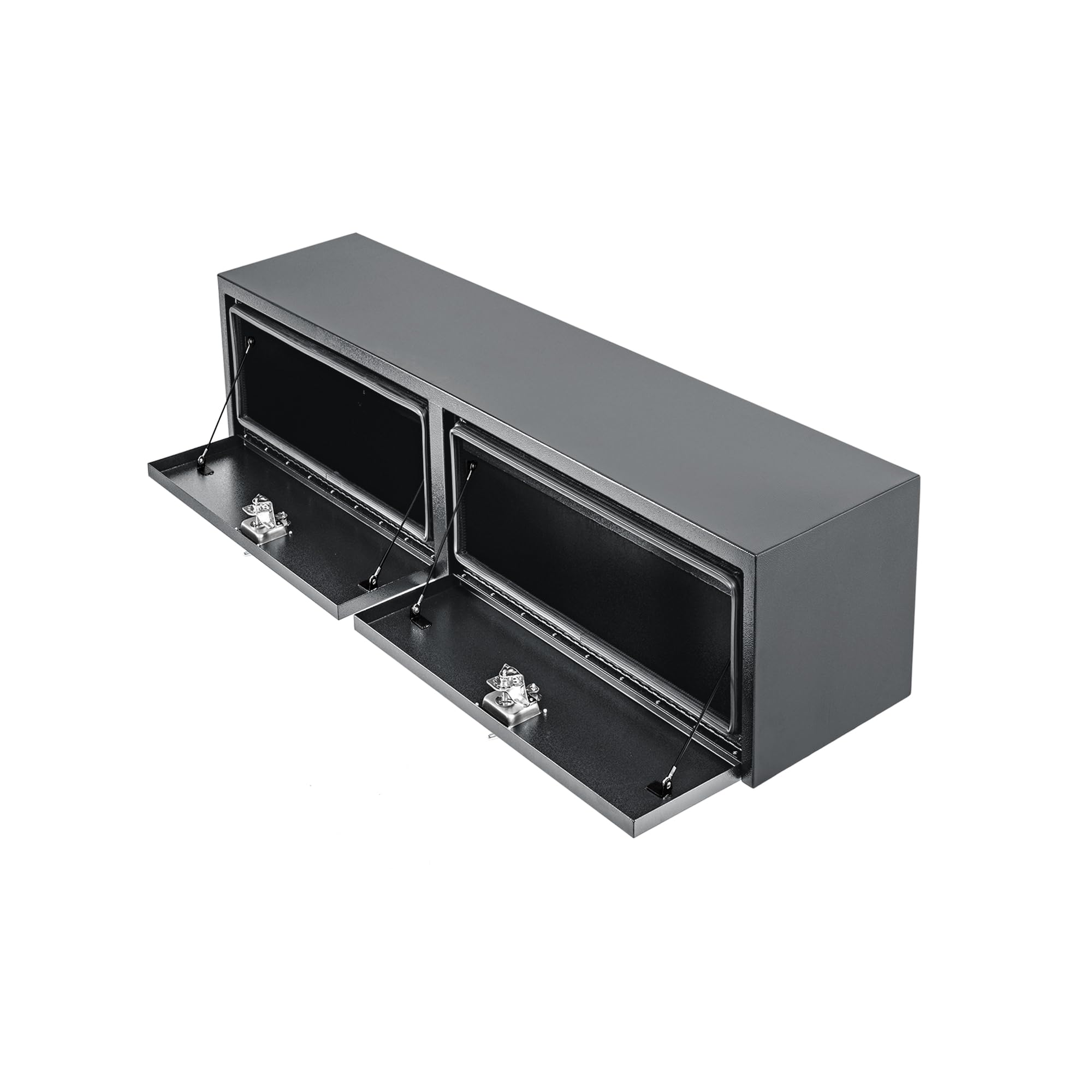 Garvee 48"X16"X13" Heavy Duty Black Steel Underbody Truck Tool Box, T-Handle Lock, Waterproof Storage Chest for Pickup, Truck Bed, RV, Trailer, Durable & Lockable Toolbox – Black Base Silver Flower Spray Plastic