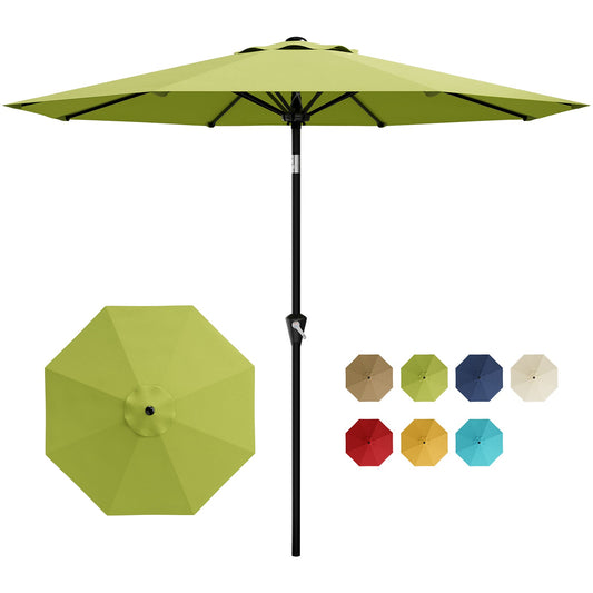 Garvee 9FT Green Patio Umbrella - Outdoor Market Table Parasol with Smooth Crank Lift, Push Button Tilt, UV Protection Waterproof Canopy, 8 Sturdy Iron Ribs for Deck, Pool, Garden, Yard