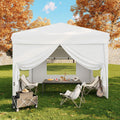 Garvee 10x10 Pop Up Canopy Tent with 4 SideWalls, Easy Up Canopy with 3 Adjustable Height, Outdoor Sun Shade with 4 Sandbags & Carrying Bag for Camping, Parties,Outdoor Events-White