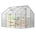 Garvee 6 x 8 FT Polycarbonate Greenhouse with Aluminum Frame, Sliding Door & Adjustable Roof Vent, Heavy-Duty Outdoor Greenhouse for Backyard, Garden, Patio