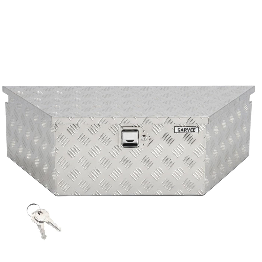 Garvee 39"x16"x12" Heavy Duty Trailer Tongue Box Steel Tool Chest with Lock & Keys, Weather-Resistant, High-Capacity Storage, Silver, for Utility Trailers & Trucks, Silver