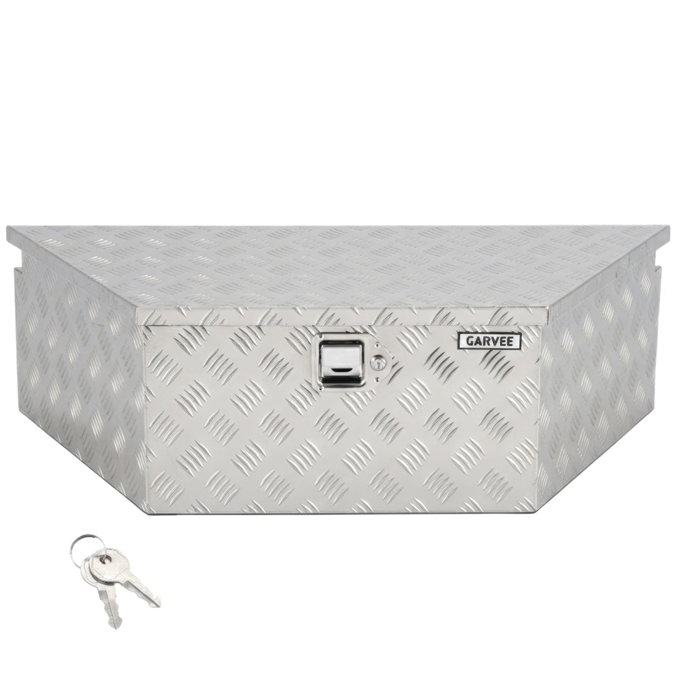 Garvee 39"x16"x12" Heavy Duty Trailer Tongue Box Steel Tool Chest with Lock & Keys, Weather-Resistant, High-Capacity Storage, Silver, for Utility Trailers & Trucks, Silver