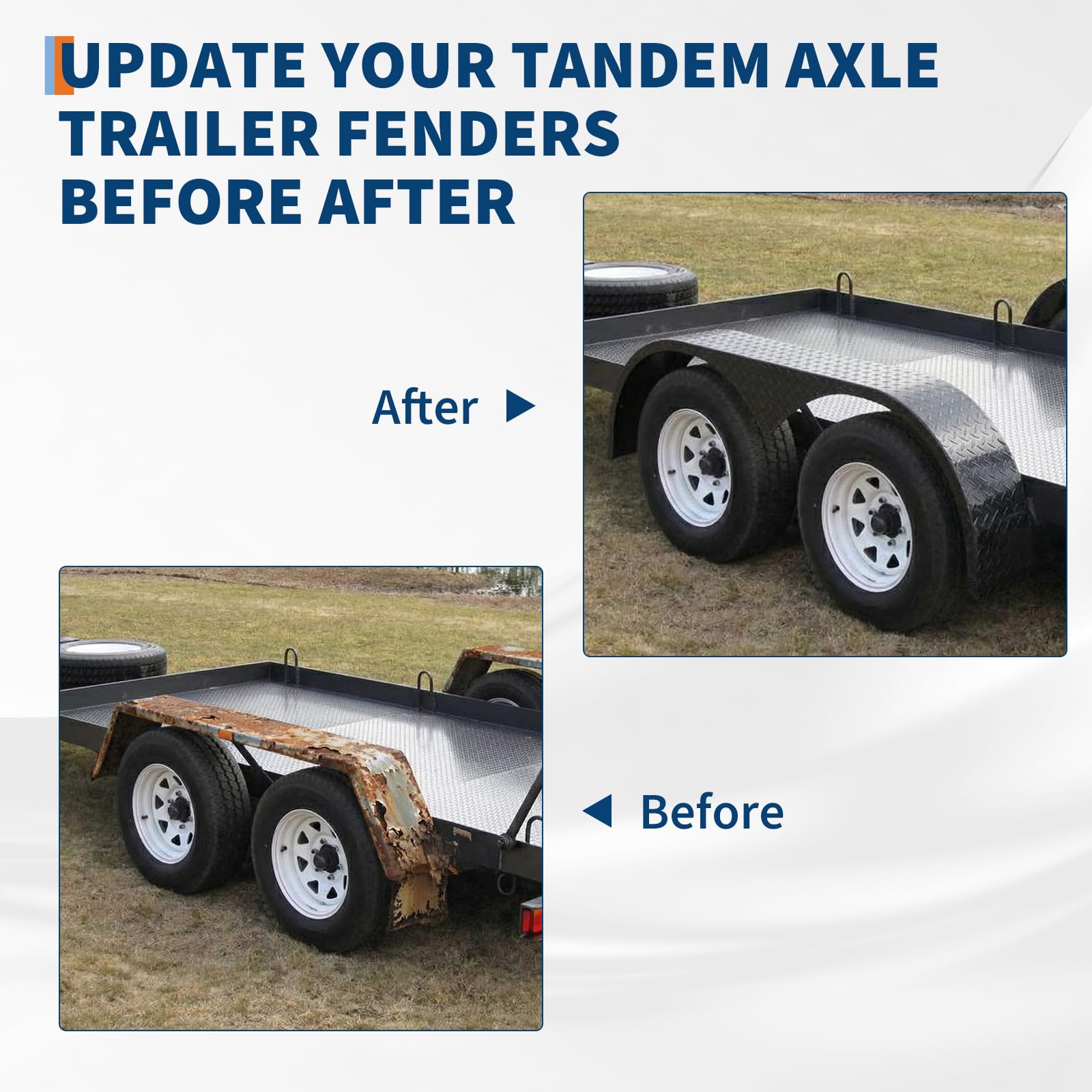 Garvee Double Axle Trailer Fenders for 13-15" Wheels, Heavy Duty Plate Steel, Electrophoretic Coating, Weldable, Fits Enclosed & Teardrop Trailers