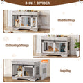 Garvee 2 Pack Spacious Double Dog Crate Furniture, 47" Large Dog Kennel, Removable Divider, 2 Storage Drawers, Chew-Resistant, Triple Door End Table for Small/Medium/Large Dogs, Gray