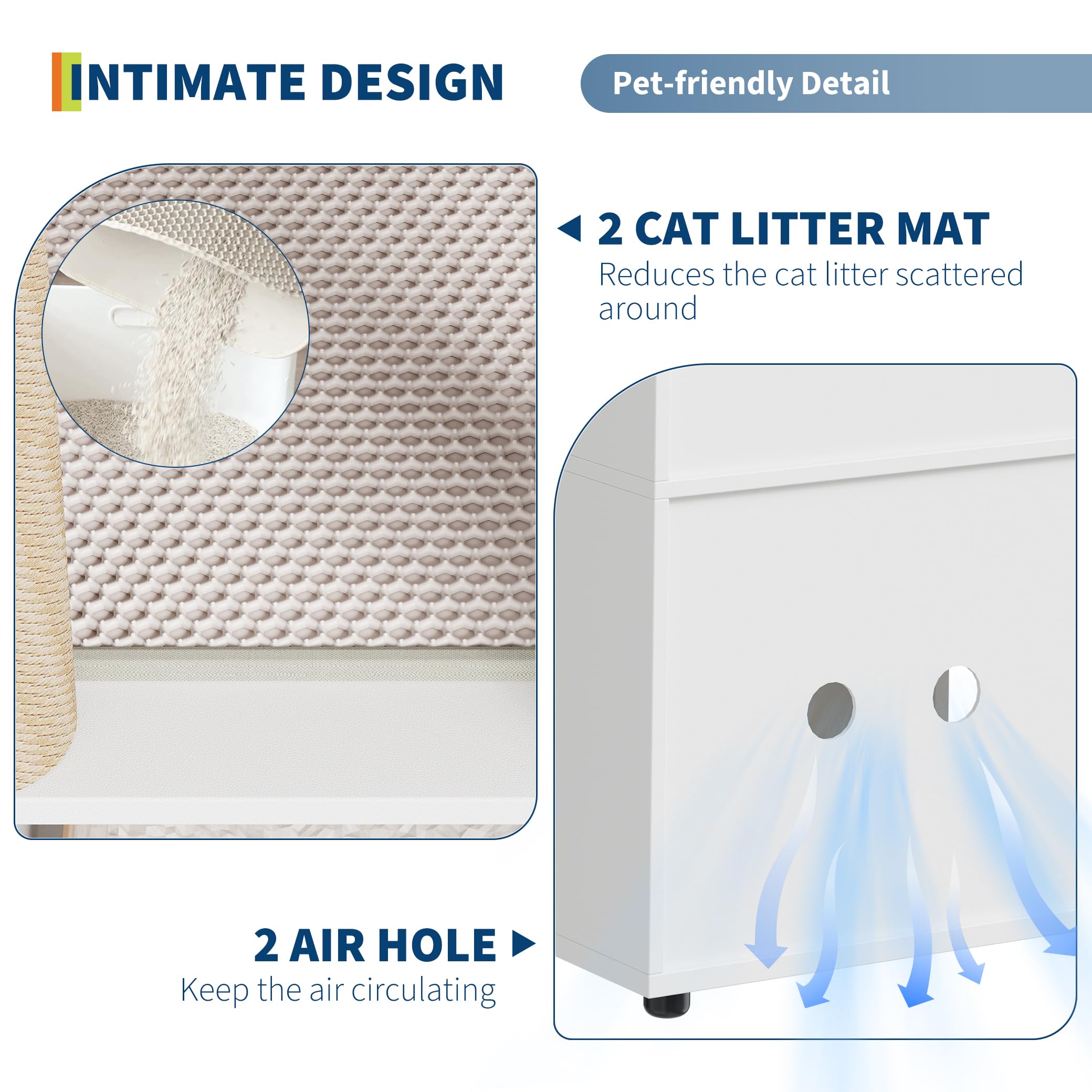 Garvee Double Cat Litter Box Enclosure for 2 Cats – 2-Tier Farmhouse Wooden Cabinet with Sisal Mark Posts, Litter Mats, Hidden Washroom, Odor Control, End Table Design – Basic Deep Walnut Wood