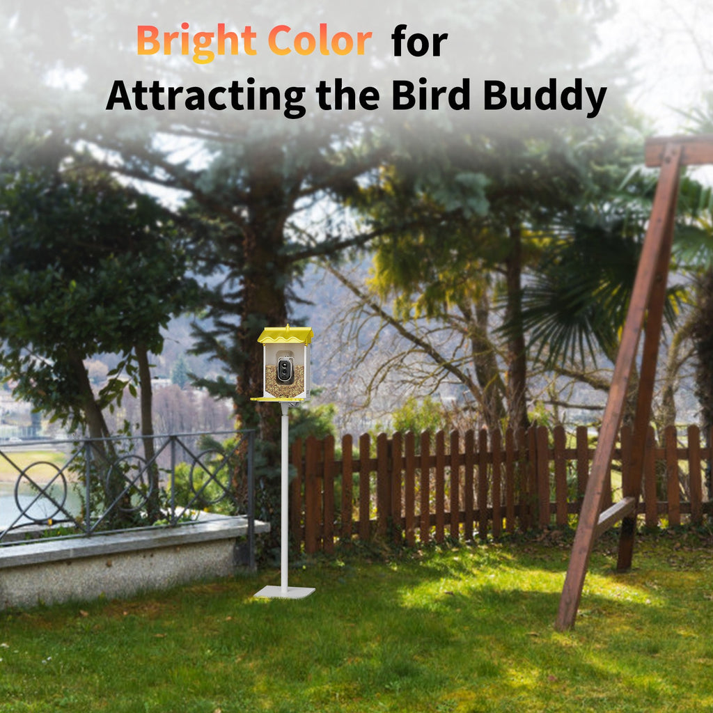 Garvee Smart Bird Feeder with 2.5k Camera & AI Recognition, Solar Powered, 67 Fl.Oz Capacity, Night Vision, App Alerts, Auto Capture Photos/Videos for Bird Watching, Squirrel Deterrent, Yellow