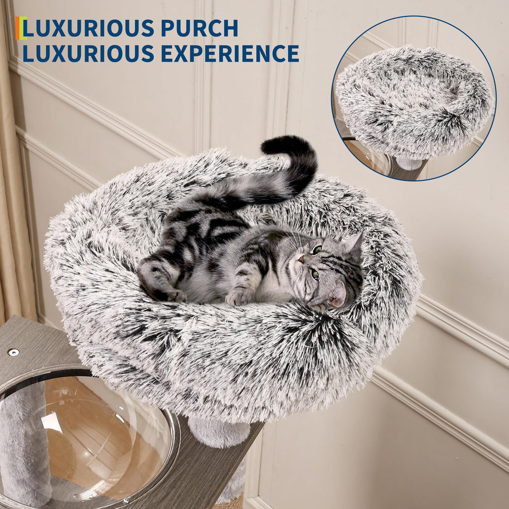 Garvee 66.9-Inch Cat Tree Tower with Litter Box Enclosure, Multi-Level Cat Furniture Featuring Hammock and Washable Cushions, Indoor Cat Tower for Play, Rest, and Privacy, Gray