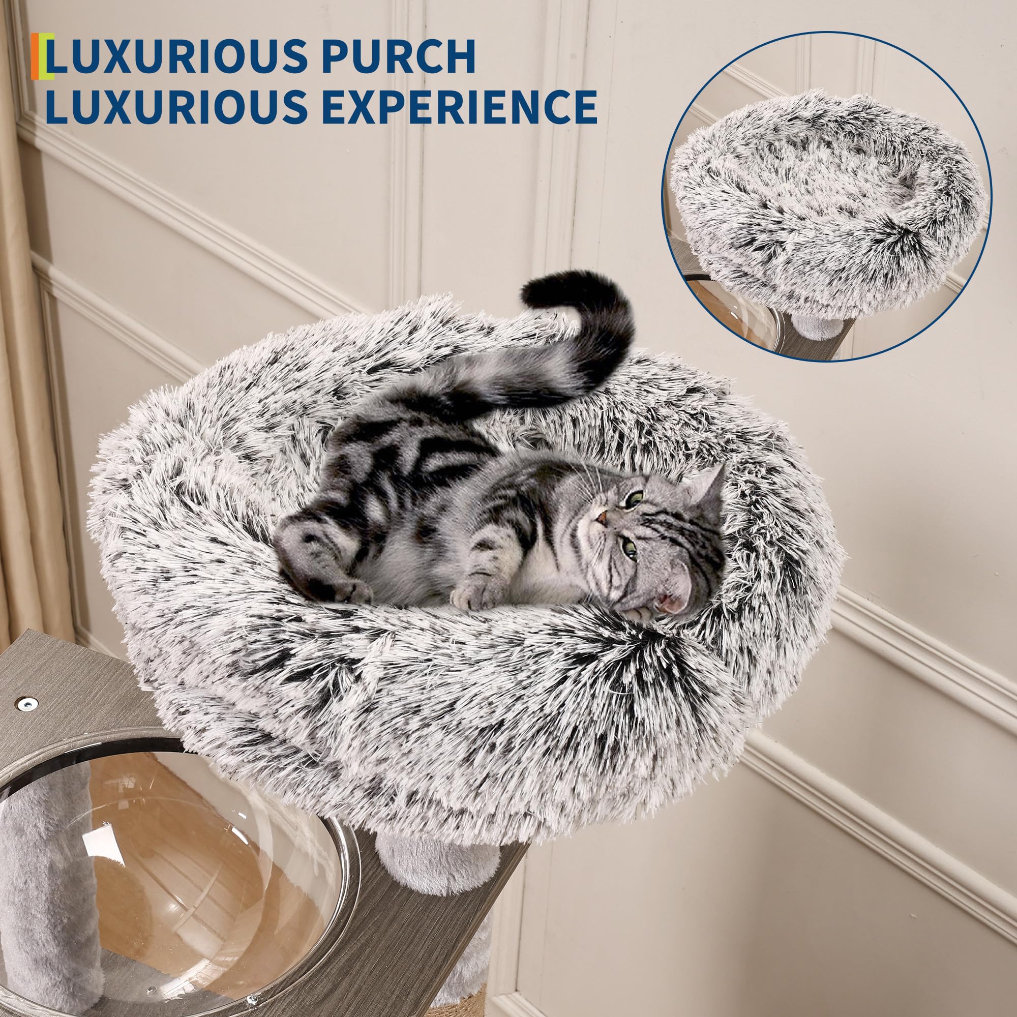 Garvee 66.9-Inch Cat Tree Tower with Litter Box Enclosure, Multi-Level Cat Furniture Featuring Hammock and Washable Cushions, Indoor Cat Tower for Play, Rest, and Privacy, Gray