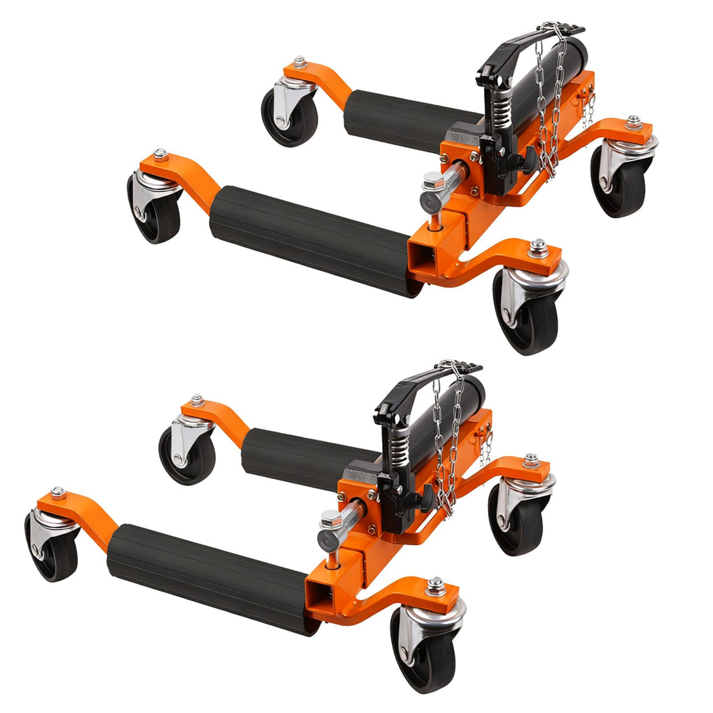 Garvee Hydraulic Car Wheel Dolly Set – 1500 lbs Capacity – Vehicle Positioning Jack – Heavy Duty for Trucks, RVs, Trailers – 2-Piece, Orange, Top-Mounted Cylinder