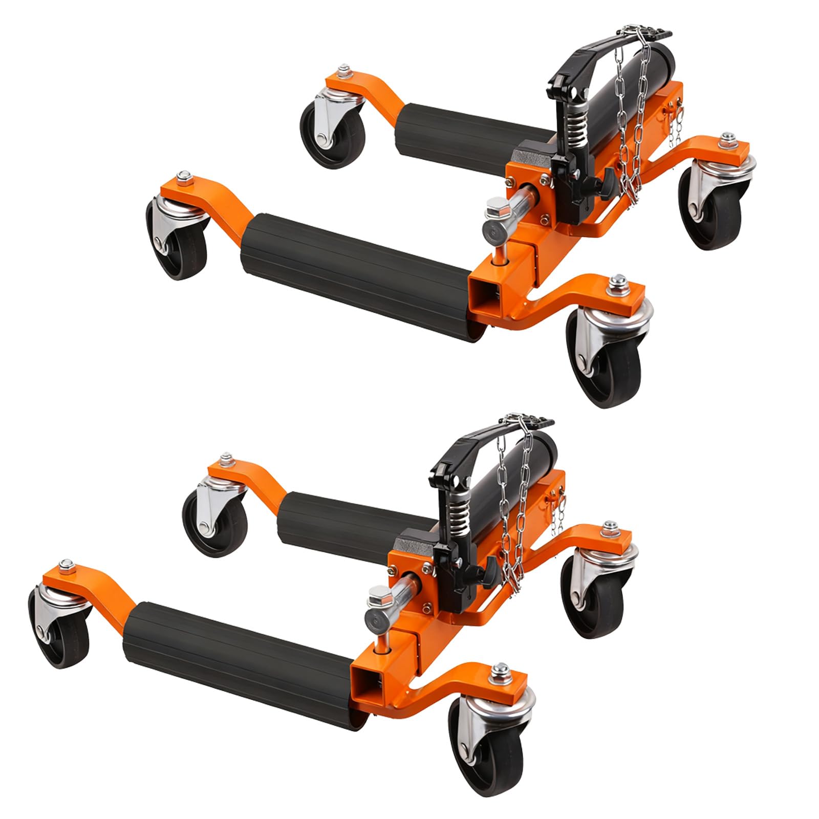 Garvee Hydraulic Car Wheel Dolly Set – 1500 lbs Capacity – Vehicle Positioning Jack – Heavy Duty for Trucks, RVs, Trailers – 2-Piece, Orange, Top-Mounted Cylinder