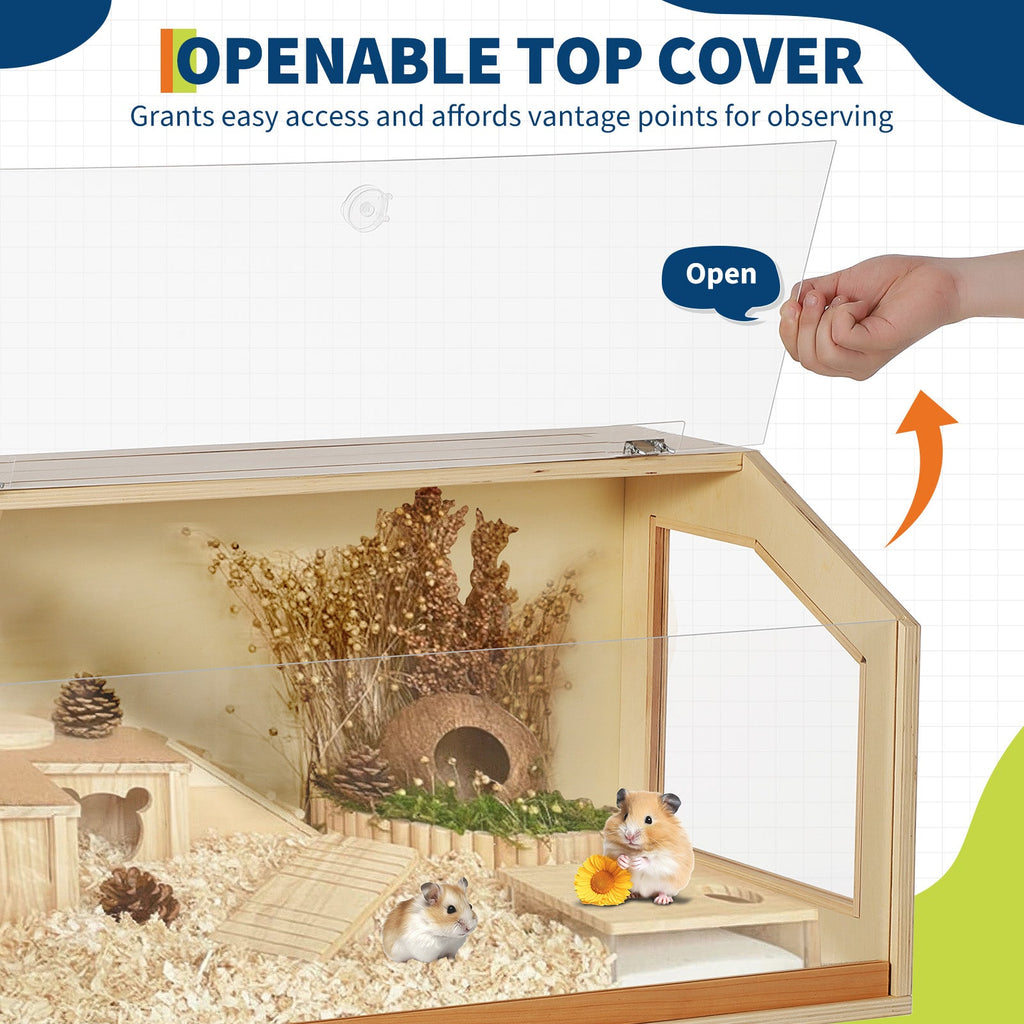 Garvee Hamster Cage with Legs, Large Syrian Hamster Habitats Enclosure with Chew Proof, Acrylic Window & Openable Top, Small Animal Cage for Guinea Pig, Chinchilla, Gerbil