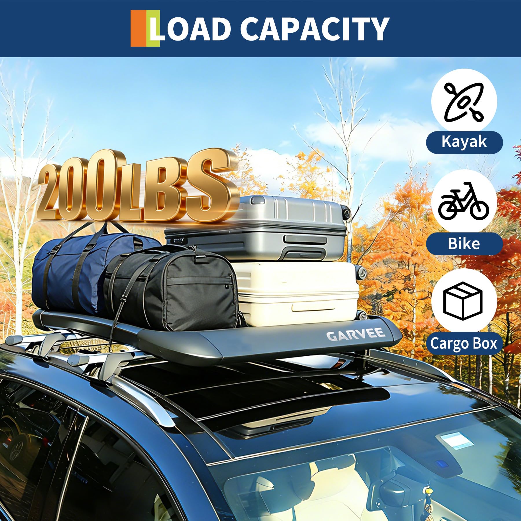 Garvee 47"X40"X5" Universal Roof Rack Carrier Basket, Anti-Rust Aluminum Lightweight Roof Cargo Basket, Vehicle Cargo Carrier 200LBS Capacity Rooftop with Wind Fairing, Car Top Holder, for SUV Truck Cars