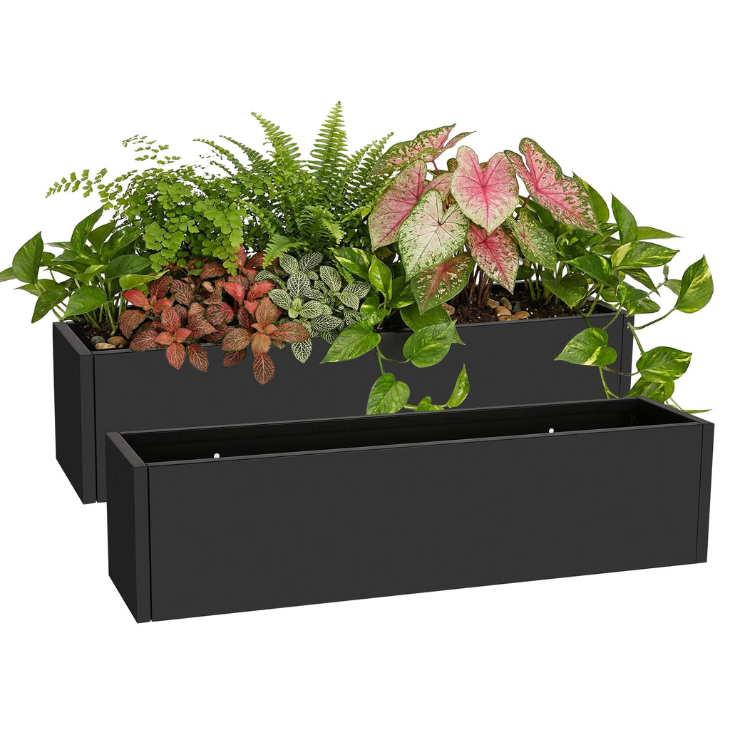 Garvee 2-Pack Metal Raised Garden Bed 36" x 9" x 9", Galvanized Steel Planter Box, Rust-Resistant Outdoor Flower & Vegetable Planter for Patio, Backyard, Deck and Balcony, Black