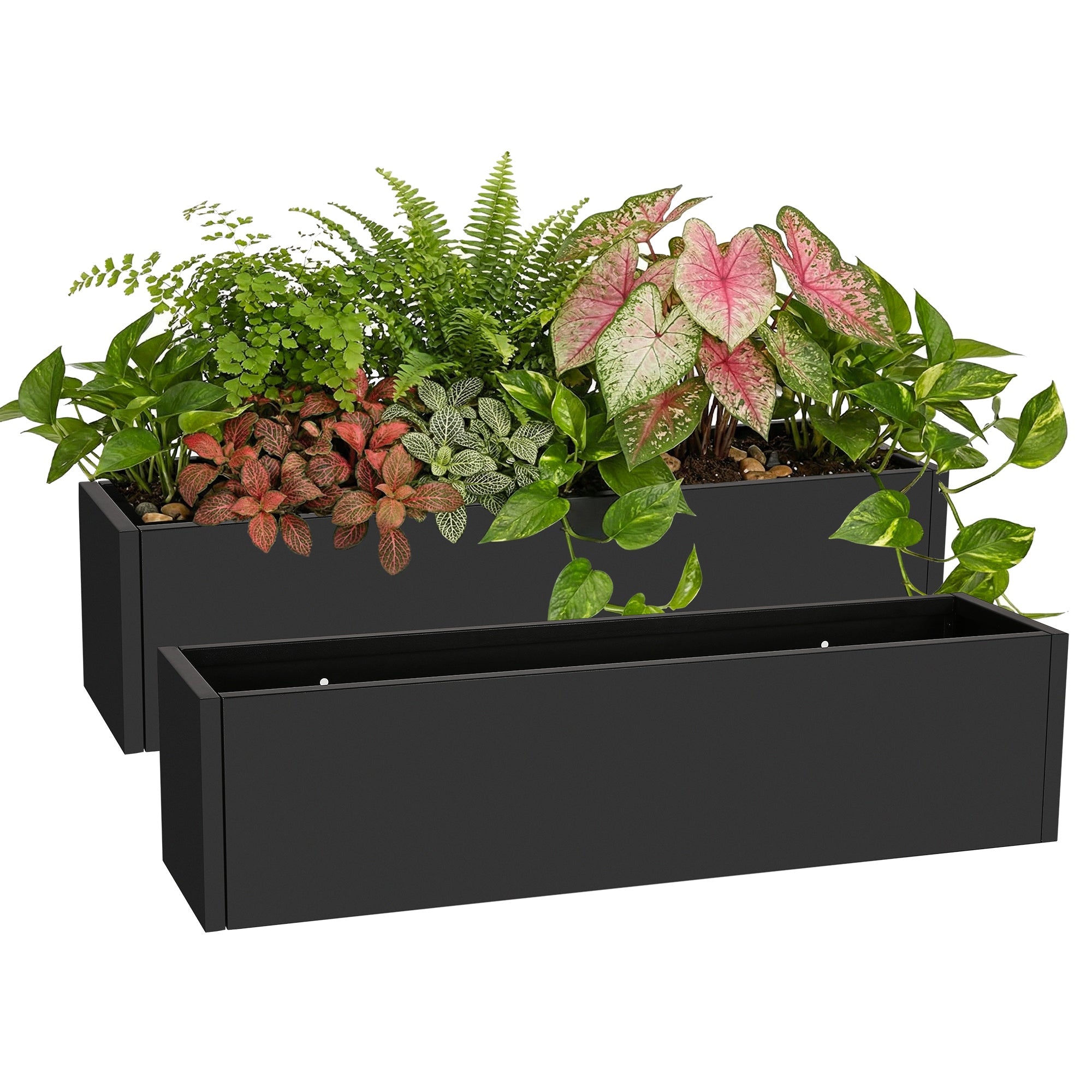 Garvee 2-Pack Metal Raised Garden Bed 36" x 9" x 9", Galvanized Steel Planter Box, Rust-Resistant Outdoor Flower & Vegetable Planter for Patio, Backyard, Deck and Balcony, Black